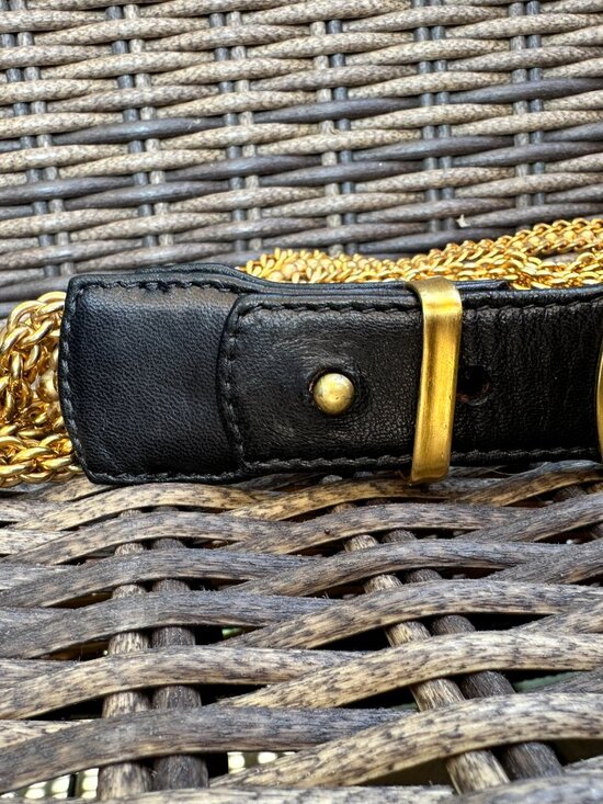 VTG Donna Karan New York Women’s S Black Leather Gold-Tone Chains/ Buckle Belt main image 7